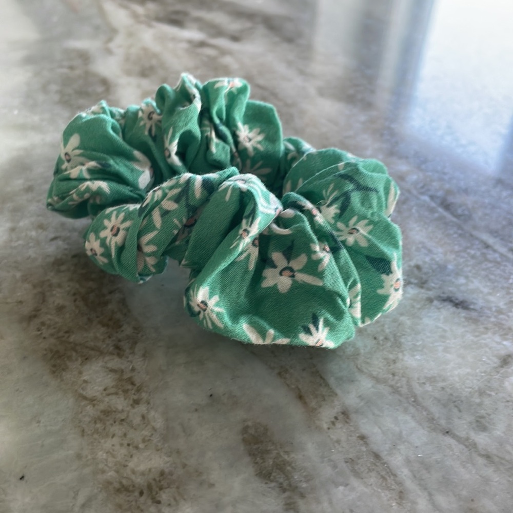 Teal flower scrunchie - Picture 3 of 4